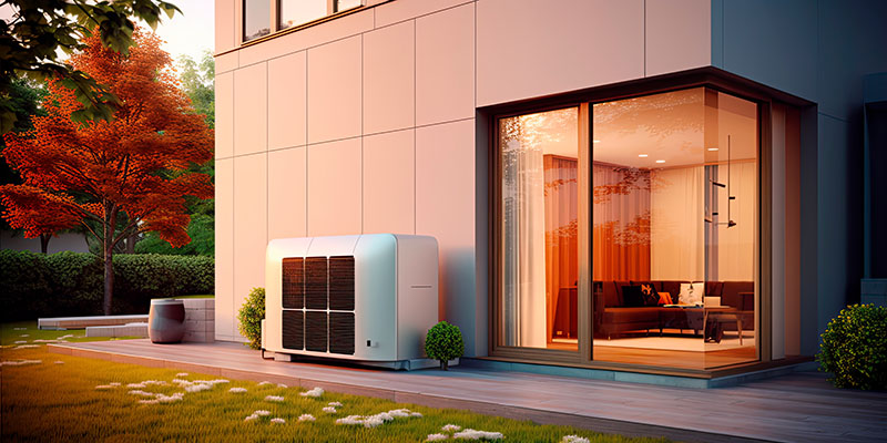 Pompe à chaleur géothermique moderne à l'extérieur